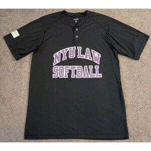 RARE Champro NYU Law Black Softball Jersey #5 Men's Large